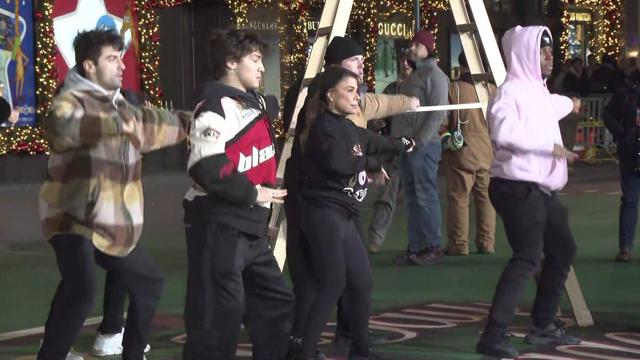 Paula Abdul and the Saint John's dance team were in Herald Square​ for night two of Macy's Thanksgiving Day Parade rehearsals on Nov. 22, 2022. 