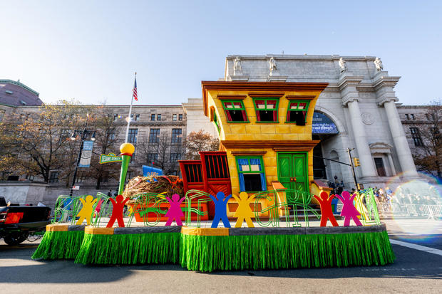 The Sesame Street parade float is being prepared during the 96th Macy's Thanksgiving Day Parade balloon inflation at Central Park on November 23, 2022 in New York City. 