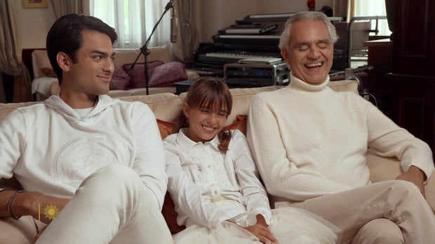 Andrea Bocelli, wife Veronica with sons Amos and Matteo Bocelli