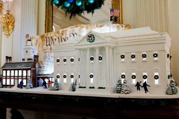 Christmas decorations on the theme "We the People" are unveiled during press tour at the White House 
