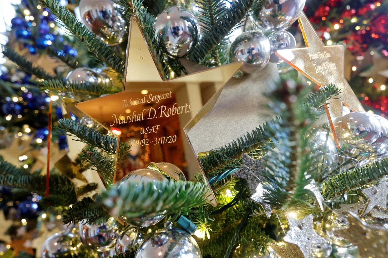 Christmas decorations on the theme "We the People" are unveiled at the White House 