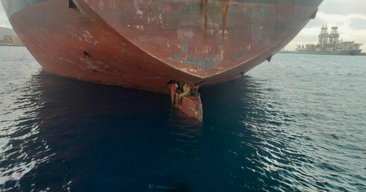 Photo shows 3 stowaways who were rescued from oil tanker’s rudder after likely 11-day ordeal