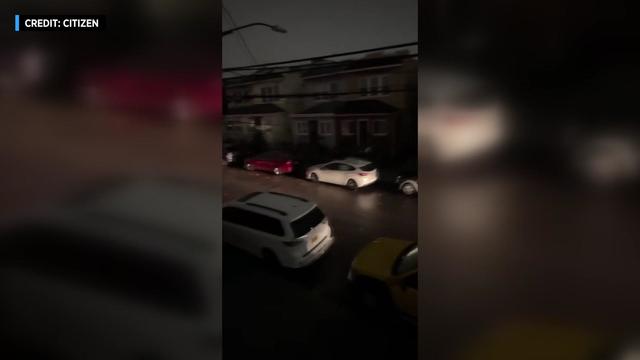 Video shows multiple houses on a Queens street without power. 