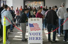 MARIETTA, GA - NOVEMBER 26-  People are seen in line to vote on 