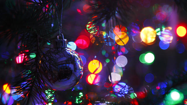 Christmas lights on tree with boken 
