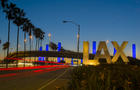 Iconic LAX Los Angeles International Airport Sign at Night 