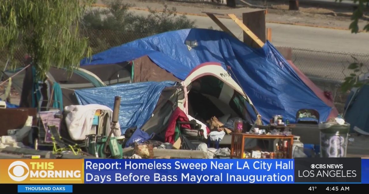 Homeless encampment cleared ahead of Bass inauguration - CBS Los Angeles