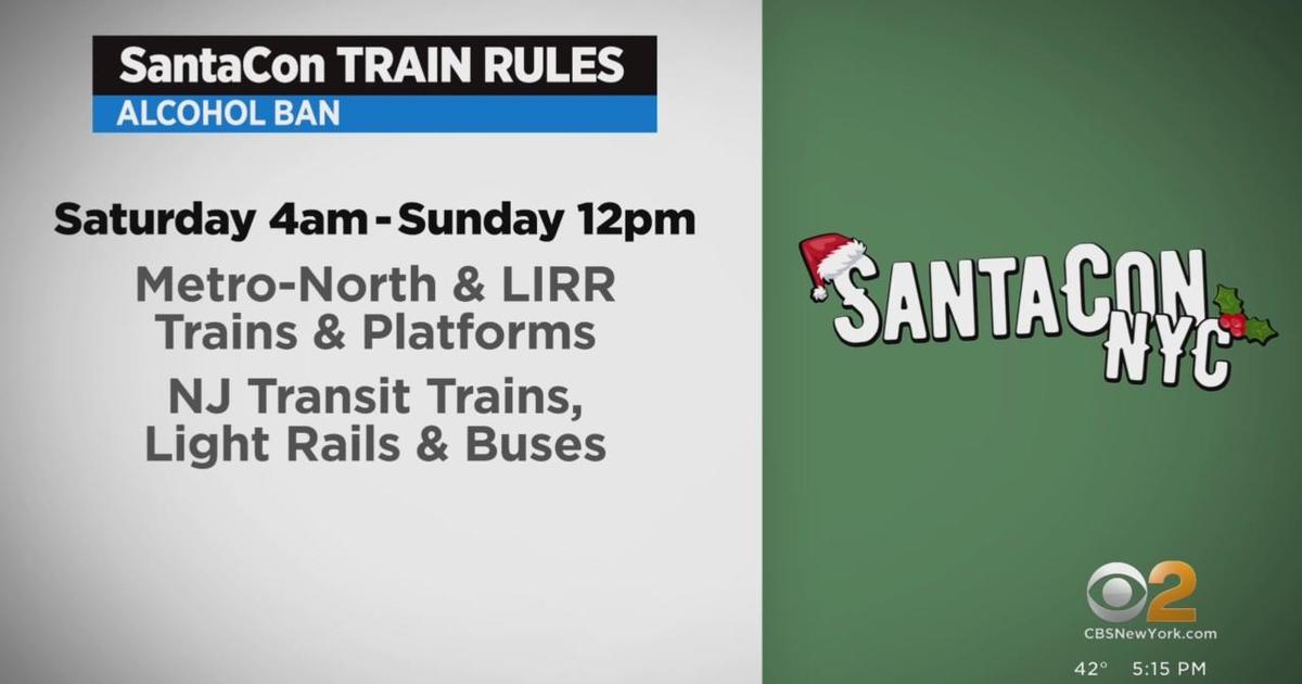 Mta Nj Transit Ban Alcohol During Santacon Cbs New York 