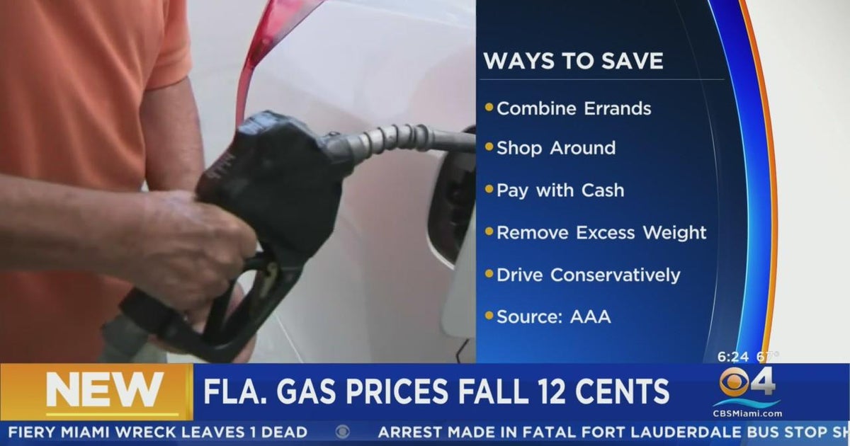 Florida gas prices continue to inch lower, drop 12 cents a gallon last