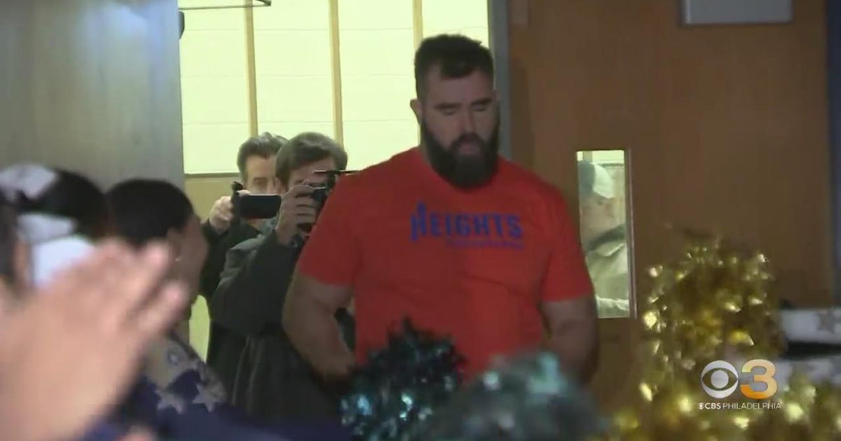 Jason Kelce surprises George Washington High School students - CBS ...
