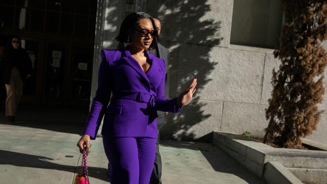 Megan Thee Stallion whose legal name is Megan Pete arrives at court to testify in the  trial of Rapper Tory Lanez for allegedly shooting her 
