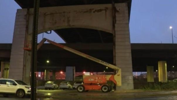 Bright flashing lights from a police car 