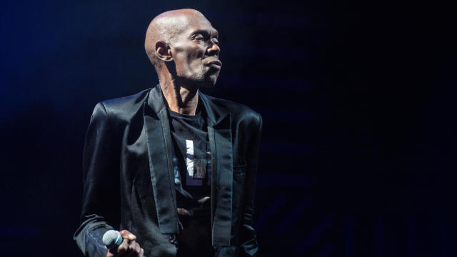 Maxi Jazz of Faithless performing on stage 