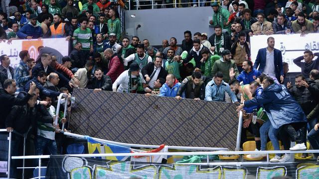 Part of the tribune falls down in a basketball match in Egypt 