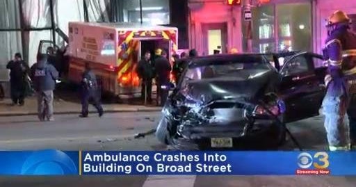 Ambulance crashes into building after twovehicle crash CBS Philadelphia