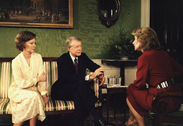 Barbara Walters interviews President Jimmy Carter and first lady Rosalynn Carter in 1978, 
