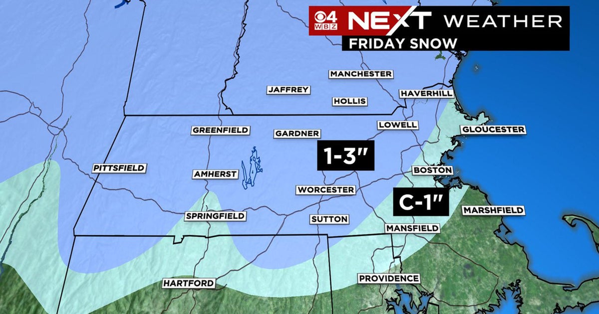 1-to-3 inches of snow forecast across most of Massachusetts - CBS Boston