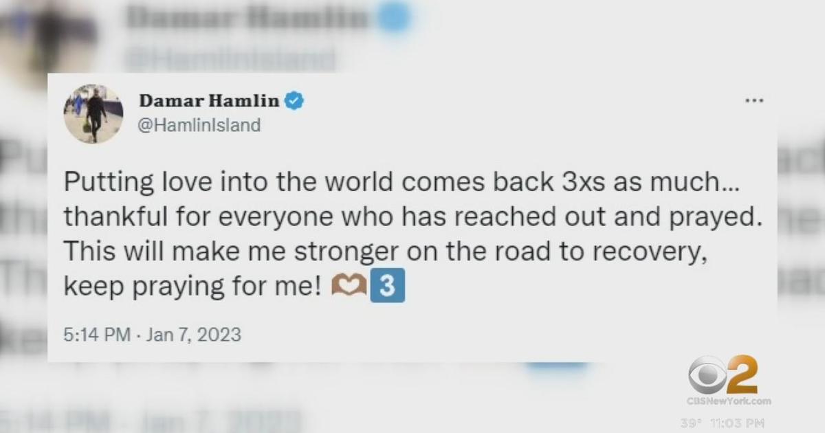 Hamlin, still critical, continues recovery, tweets thanks