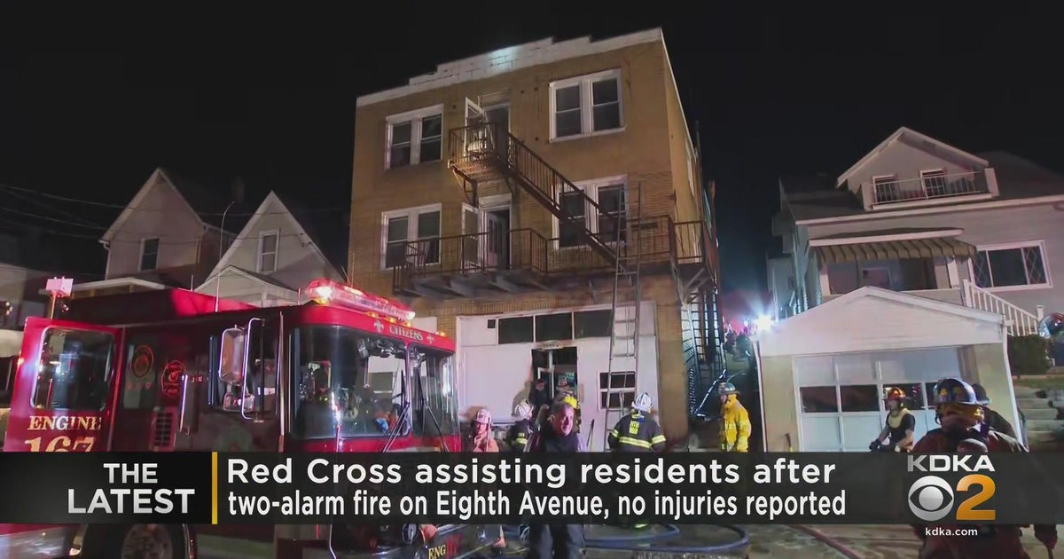 Fire crews battle house fire in Harrison Township - CBS Pittsburgh