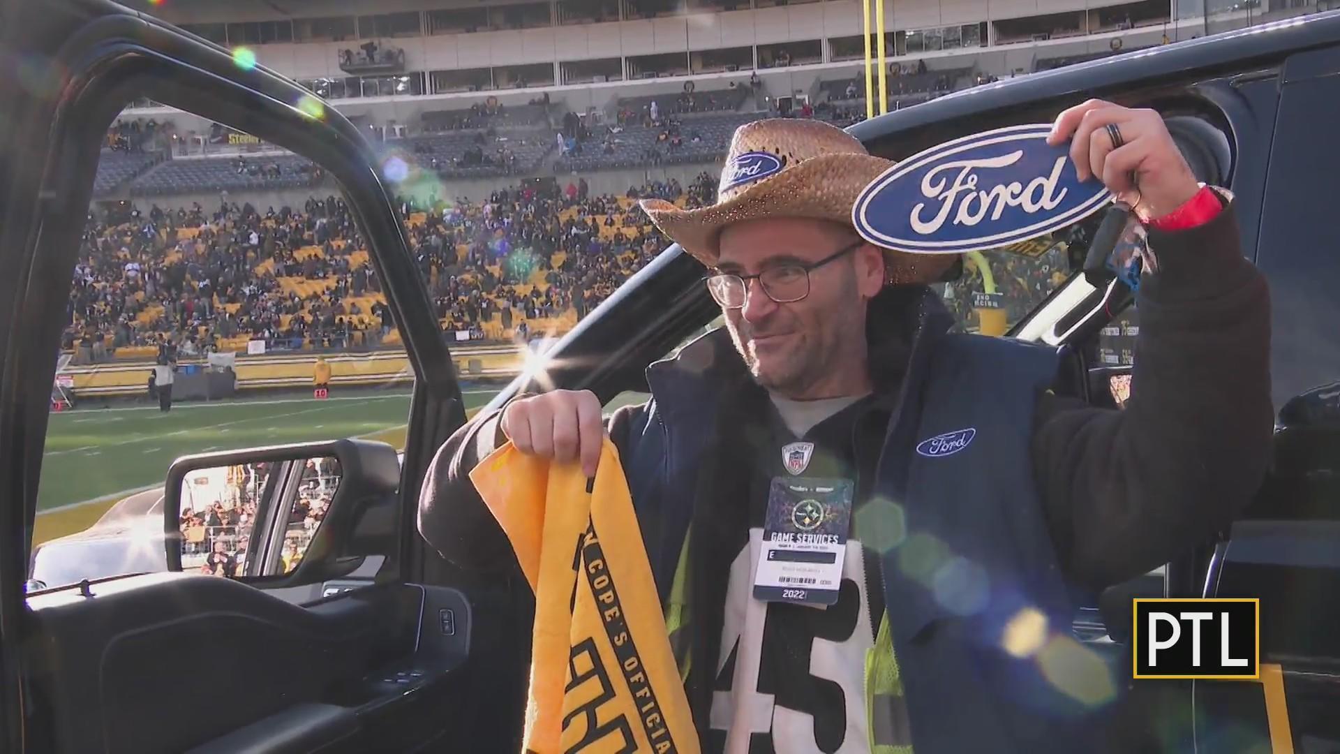 Official Ford Steelers, Penguins and Pirates trucks on display together