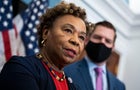 Rep. Barbara Lee at a news conference in the Capitol on Wednesday, Feb. 23, 2022. 