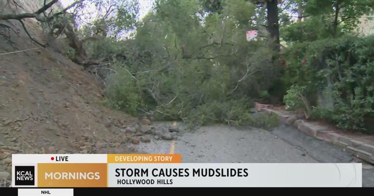 Overnight mudslide blocks Nichols Canyon Road in Hollywood Hills - CBS Los Angeles