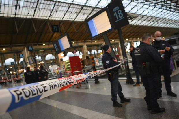Stabbing attack at Paris' Gare du Nord train station leaves six wounded before suspect shot by police