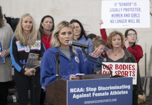 Riley Gaines among more than a dozen college athletes suing NCAA over transgender policies - CBS News