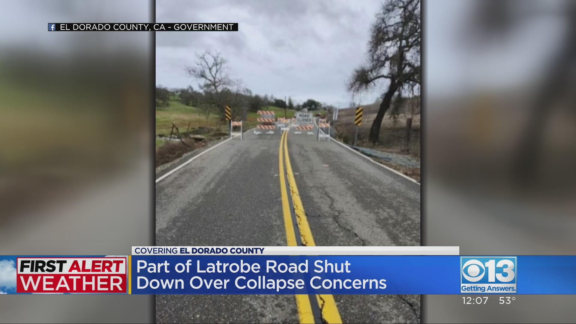 Part of Latrobe Road closed due to collapse concerns