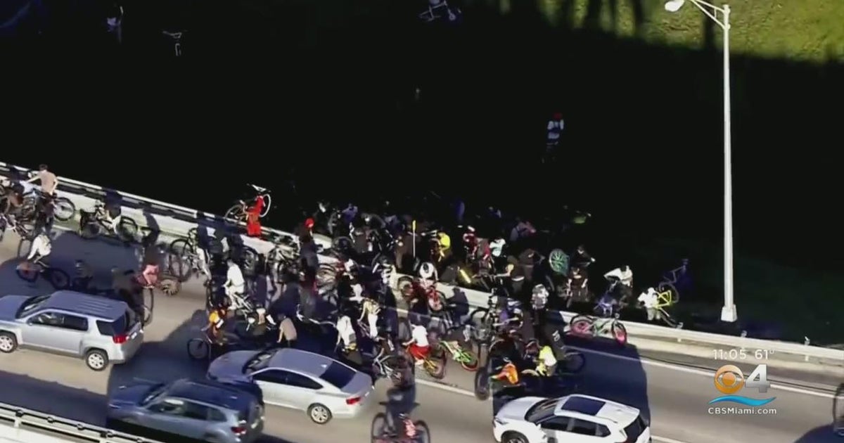 Dozens of bicyclists take over Miami streets, highway during Wheels Up