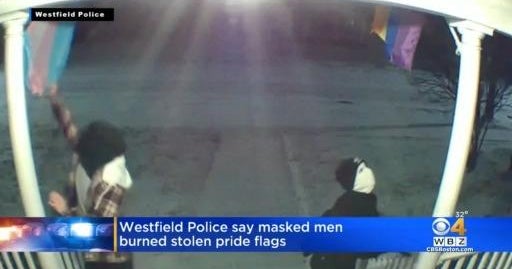 Westfield Police say masked men burned pride flags - CBS Boston