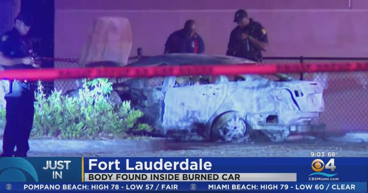 Fort Lauderdale car fire, body found inside - CBS Miami