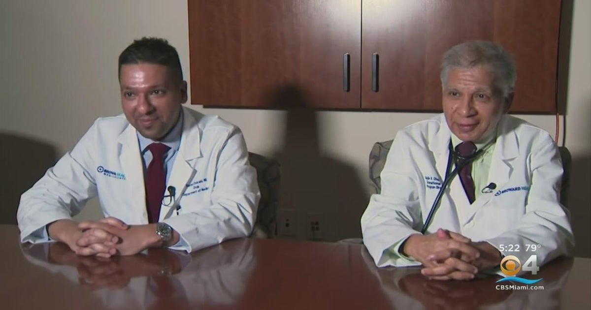 Miami Proud Rare Father Son Doctor Duo At Broward Health Medical Center Cbs Miami