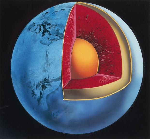 Diagram of the Earth's interior showing the crust 