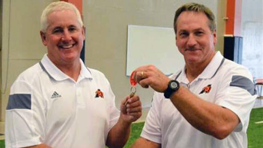 Aledo ISD head football coach Tim Buchanan, athletic director Steve