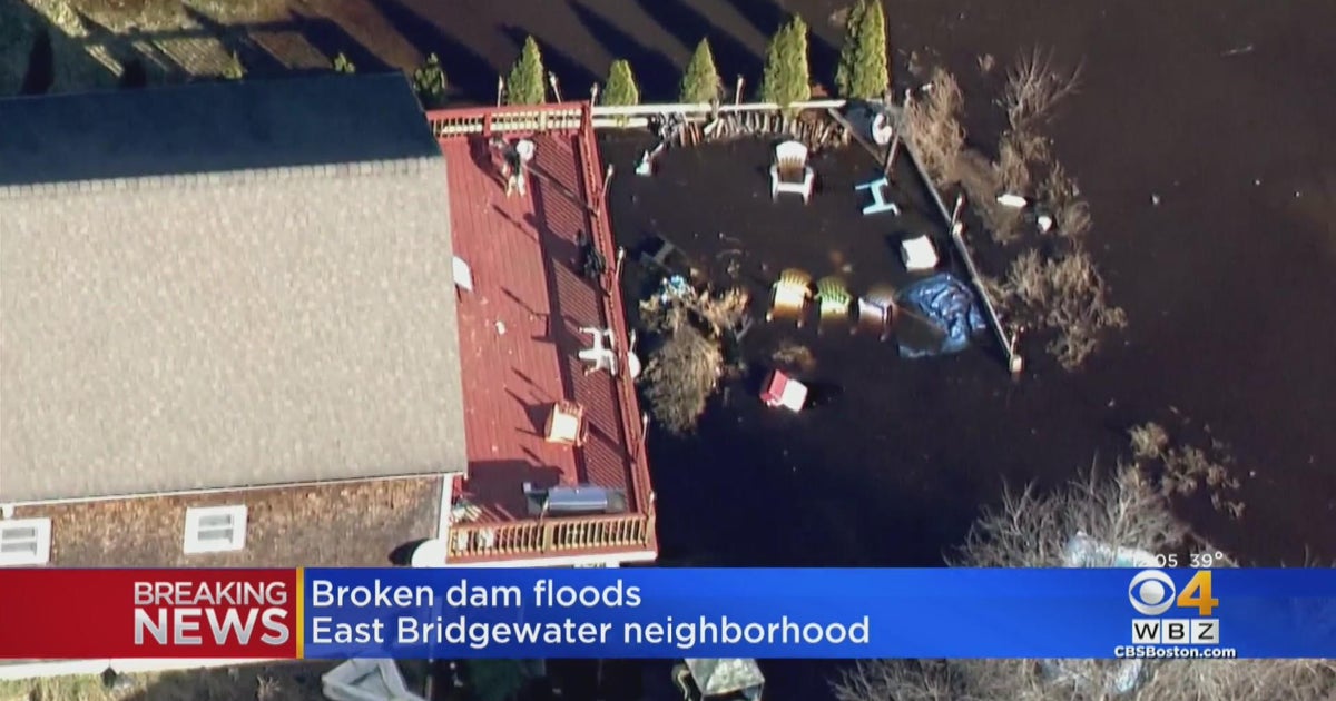East Bridgewater yards flooded after dam breaks in Halifax CBS Boston