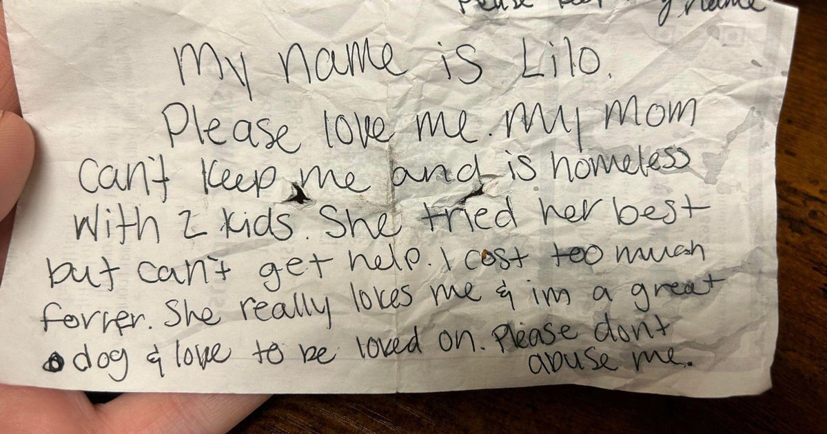 A homeless mother left a note with her dog for whoever found her. An animal shelter reunited them.