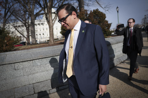 Embattled Newly Elected Rep. George Santos (R-NY) Is Sought After By Reporters On Capitol Hill 