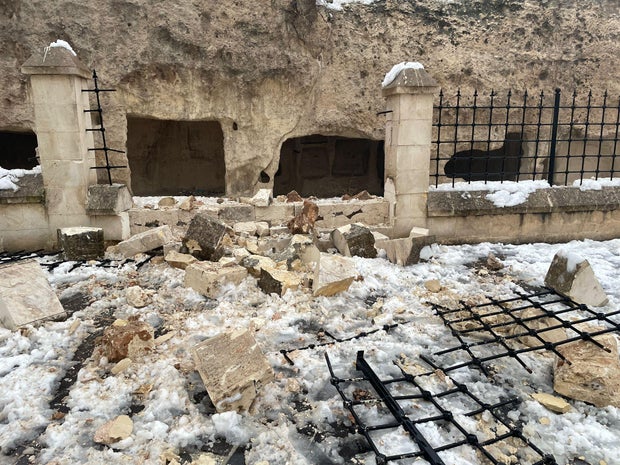 Historical Gaziantep Castle damaged in the 7.4 earthquake in Turkiye 