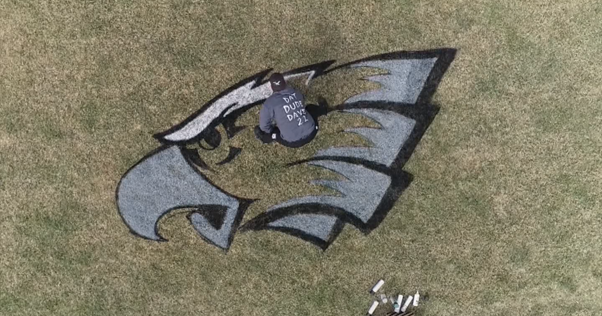 Philadelphia artist painting Eagles logos on fans' lawns - CBS Philadelphia
