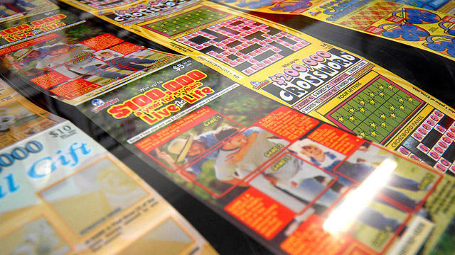 Rows of Tattersall's Ltd.'s scratch lottery tickets are disp 