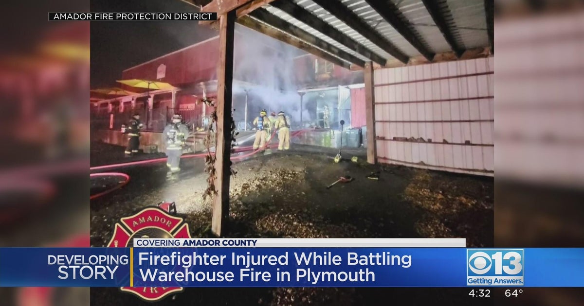 Firefighter injured while battling warehouse fire in Plymouth