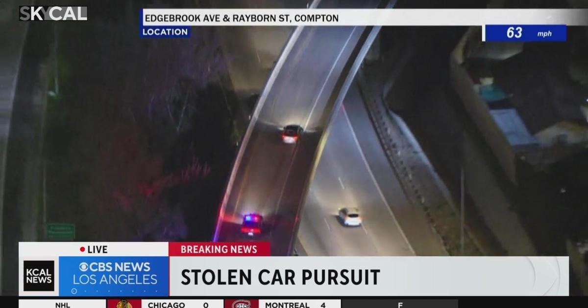 Officers in pursuit of stolen vehicle in Compton CBS Los Angeles