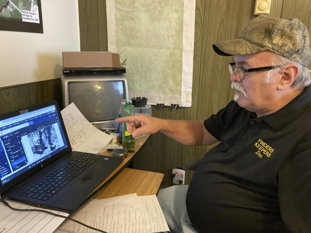 Treasure hunter Dennis Parada, owner of Finders Keepers, talks about the FBI's 2018 dig for Civil War-era gold in an interview at his office in Clearfield, Pa., Jan. 6, 2023. 