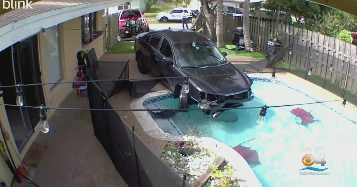 Car lands in backyard pool of Sunrise home just after driver lost control