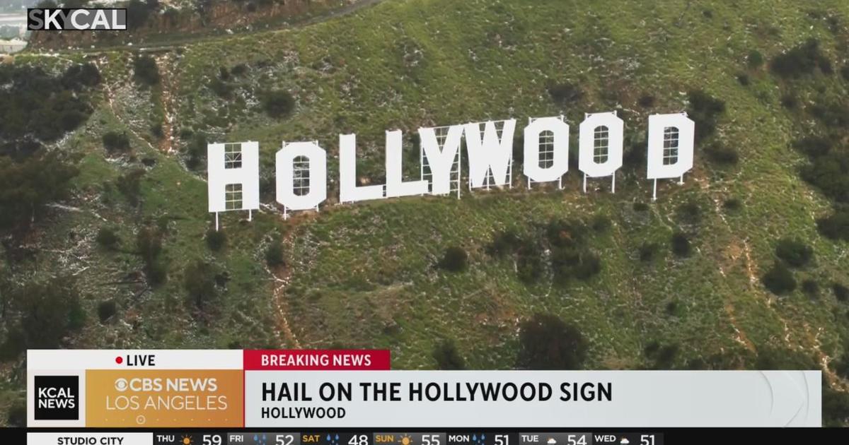 Hail on the Hollywood sign CBS Los Angeles