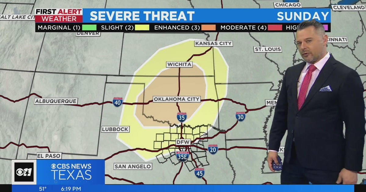 Severe storms possible across most of North Texas Sunday - CBS Texas
