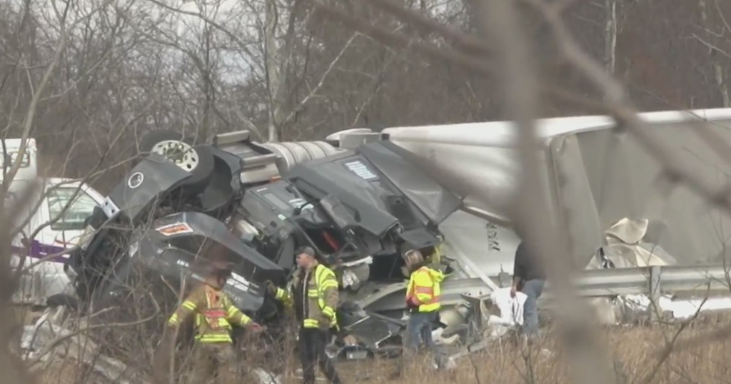 Driver killed after semi overturns near Pennsylvania Turnpike CBS