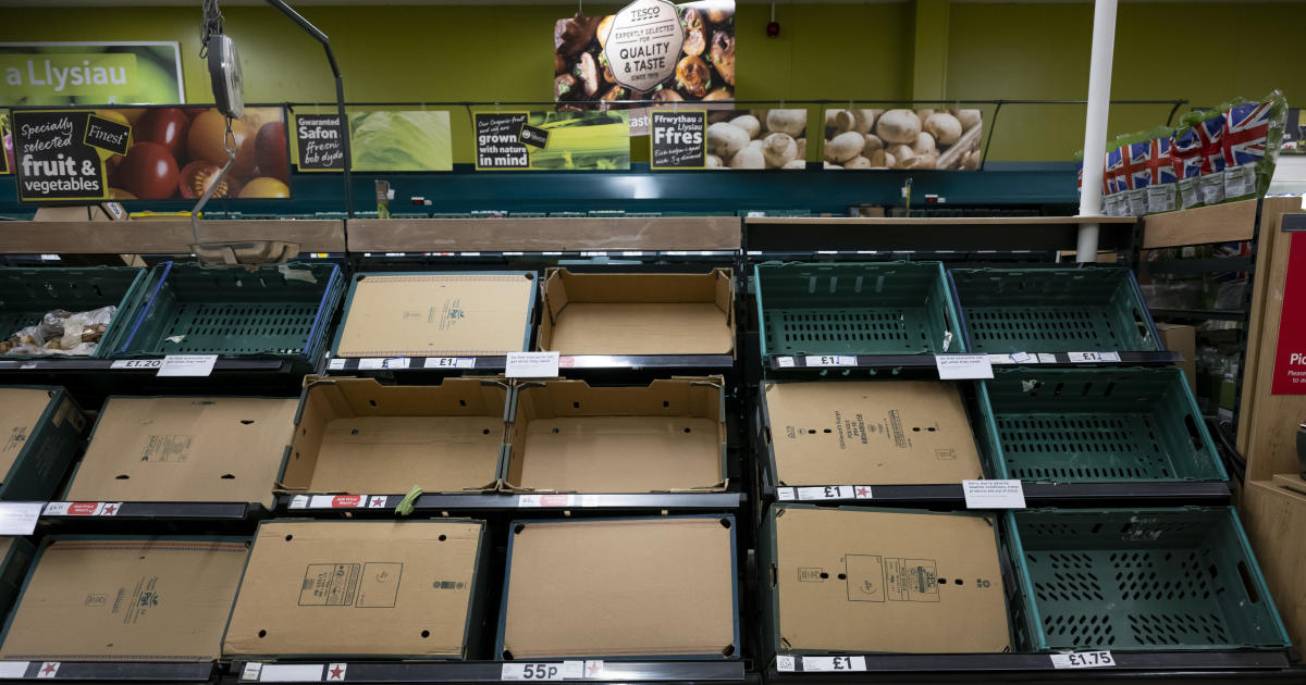 U.K. shoppers face bare shelves and rationing in grocery stores amid produce shortages