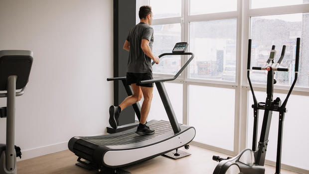 man running on a treadmill 